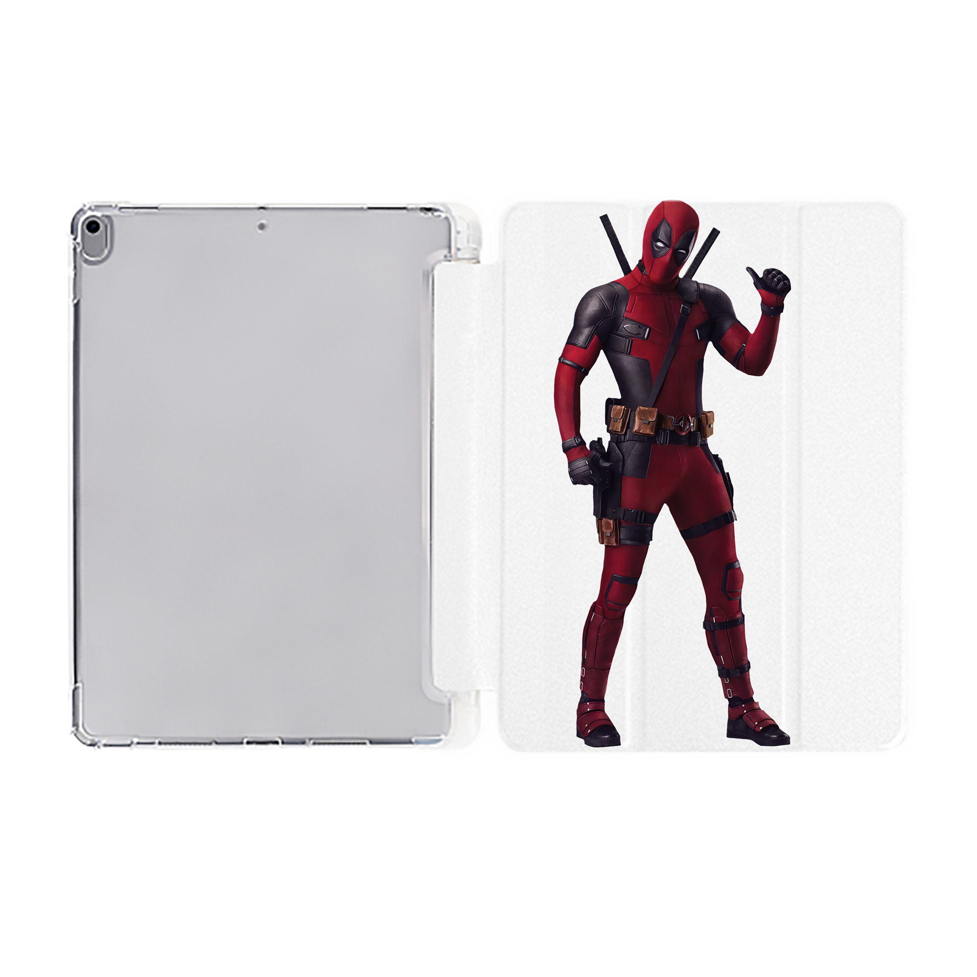（画像用） Deadpool デッドプール IPad ケース ペン収納付き 三つ折りスタンド PUレザー×シリコン 対応機種9.5/10.5/10.9インチ